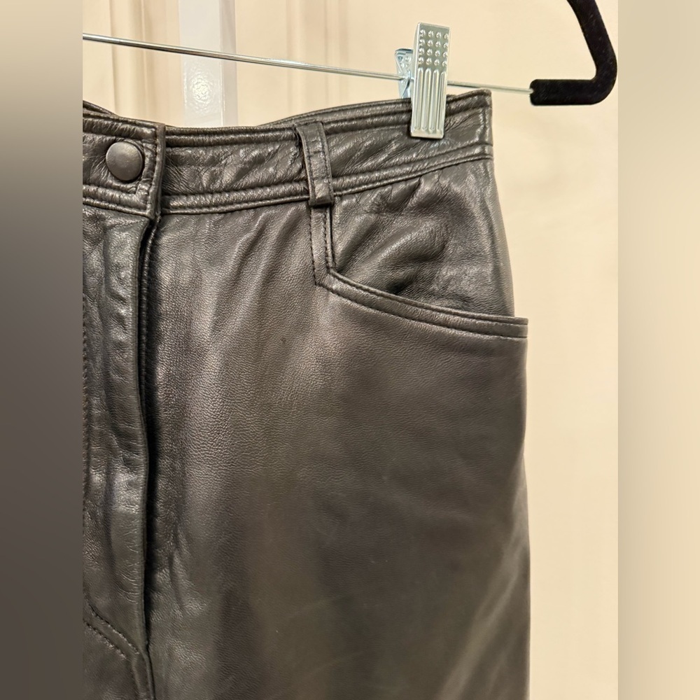 Vakko Straight Leg Leather Pants - Picture 8 of 14